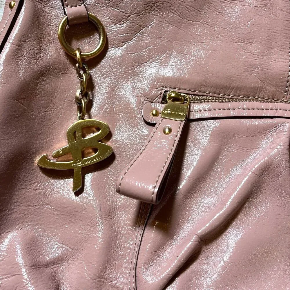 B Makowsky Shoulder Bag Patent Leather Pink Mauve Y2K Vintage Glam Charm 2000s